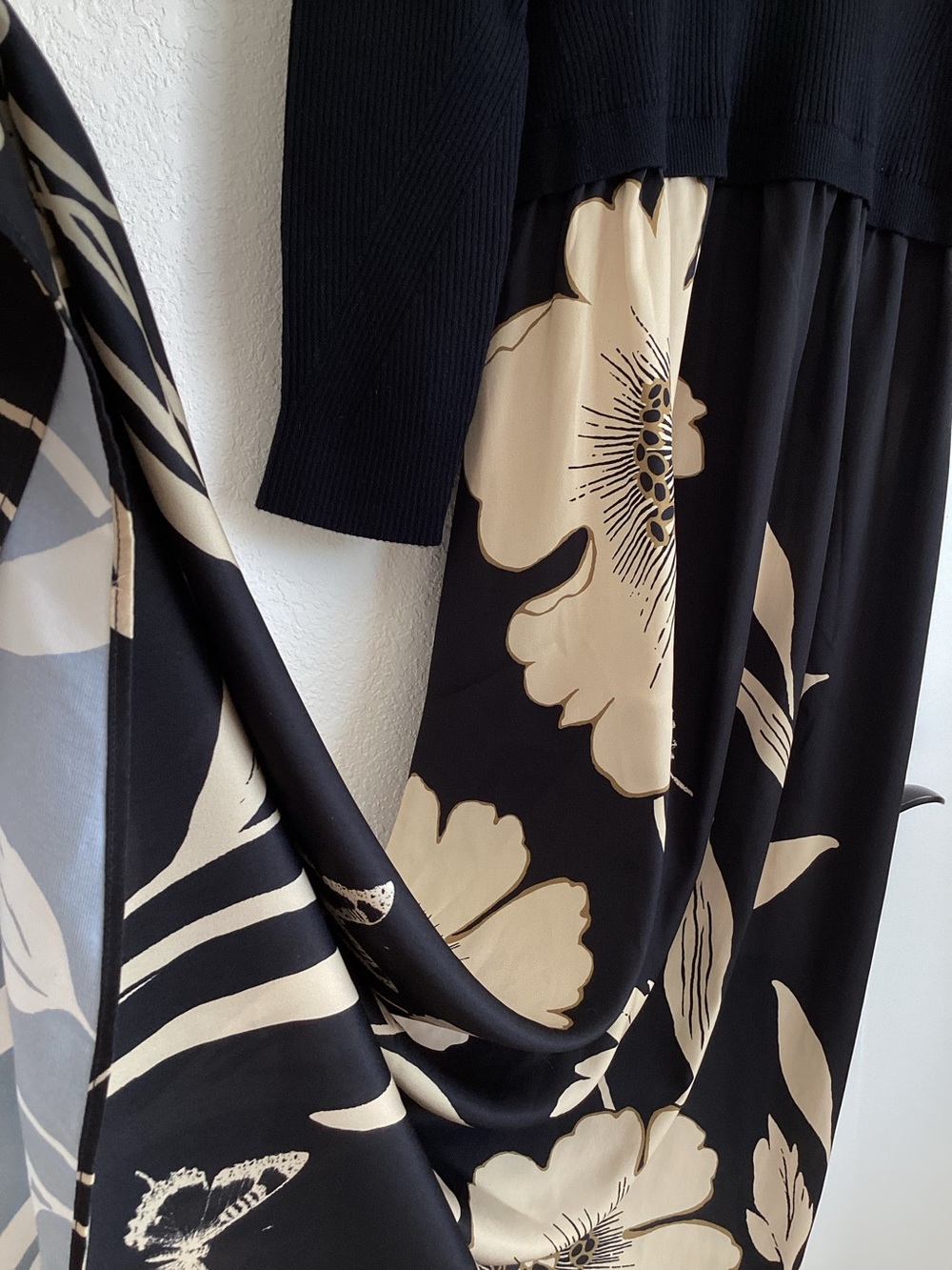 🦋Anthropologie Thea Long Sleeve Twofer Maxi Dress New 2X Butterfly Floral Black - Picture 10 of 16